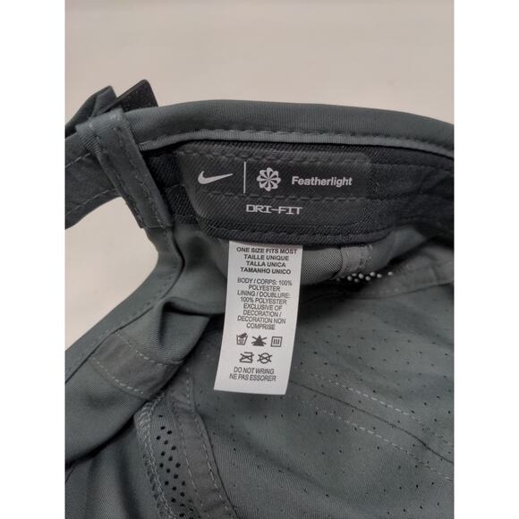 Nike Dri Fit Featherlight Strapback Hat Gray White Swoosh OSFM - Picture 9 of 9